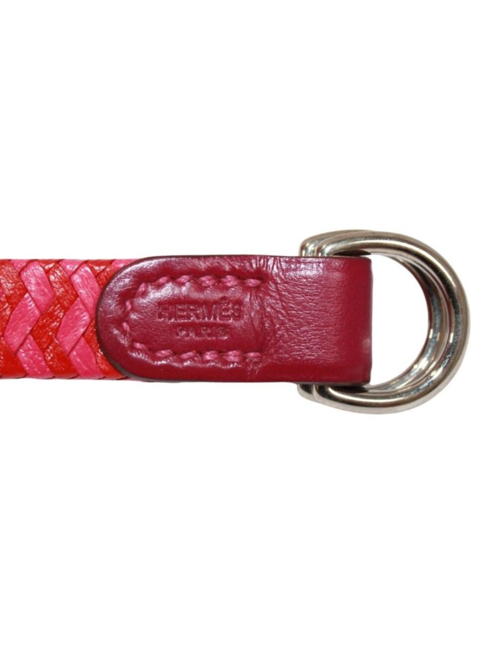 Hermes Romance Leather Pink Red Scarf Ring - Picture 3 of 5